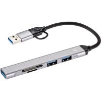 Адаптер VCOM USB 2.0 Type-C+USB 2.0 Type-AM/USB 3.0+2 x USB 2.0 Type-AF+TF+SD (DH297)_0